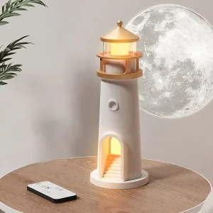 LED Night Lamp Lighthouse Remote Control Human Body Sensing Moonlight Projection Lamp Desktop
