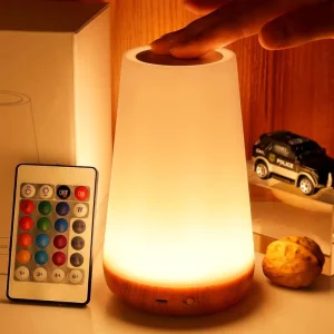LED Night Light Bedside Lamp Rechargeable RGB Touch & Remote Control Dimmable Lamp for Bedroom Kids Nursery Camping