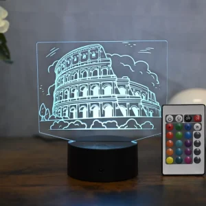 LED Night Light Colosseum Architecture in Rome Italy Decor Perfect Gift for Sports Enthusiast Boyfriend Badminton