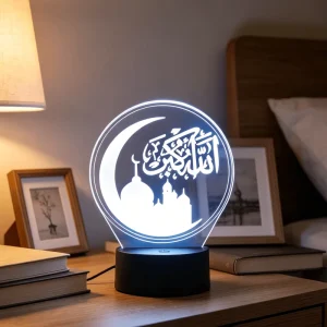 LED Night Light Muslim Allah 16 Colors 3D Illusion Night Lamp Islam Muhammad Modern Table Lamps Visual Acrylic Decorative