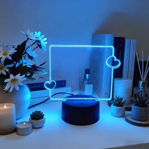 LED Night Light with Message Board DIY 3D Creative Pen Rewritable Blank Acrylic Note Board Smart Indoor Lighting