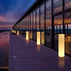 LED Pillar Solar Garden Lights for Landscaping Outdoor Backyard Villa Garden in Minimalism Style Feature Withe Waterproof