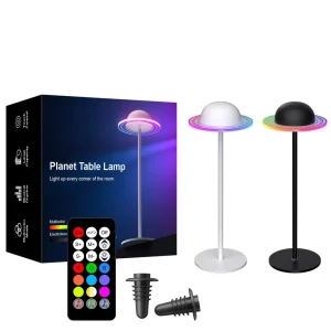 LED Planet Table Lamp RGB Music Mode Rechargeable Atmosphere Night Light for Reading Writing Indoor Decor Lighting