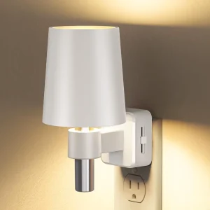 LED Plug-In Night Light with Adjustable Brightness, Wall-Mounted Sensor, Soft White 3000K