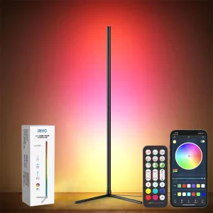 LED RGB Floor Lamp, Tall Metal Smart Corner Tripod Lamp for Living Room Home Decor