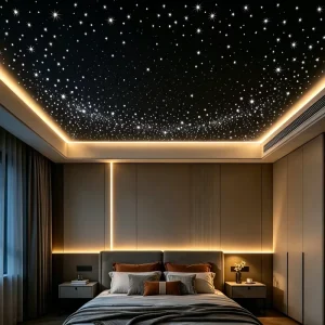LED RGBW PMMA Fiber Optic Ceiling Starry Sky Lighting with IP33 Remote Control for Home Movie Room Cinema Bar