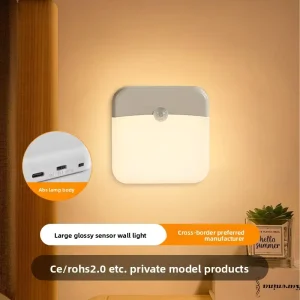 LED Rechargeable Magnetic-Suction Human-Sensing Color-Changing Dimmable Night Light for Wardrobe and Cabinet