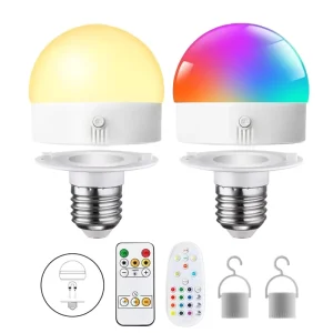 LED Rechargeable SMD Light Bulbs with Remote Control Timer & Dimmable 3 Color Temperatures