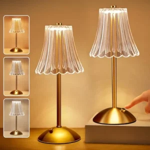 LED Retro Metal Table Lamp USB Rechargeable Cordless Night Light Warm Atmosphere Lamp for Bedroom Restaurant Battery Powered