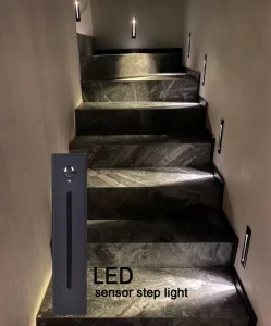 LED Smart Sensor Step Light 3W 2700K Aluminum Frame White Rectangular Night Lamp Living Room Indoor 185*40*48mm Minimalist