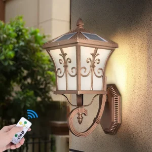 LED Solar Energy Garden Lights Outdoor All Aluminum Villa Courtyard Garden Balcony Corridor Light Retro Wall Light