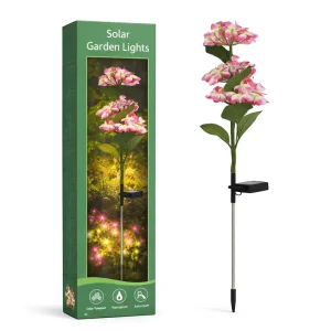 LED Solar Hydrangea Lights IP67 Rated Outdoor Garden Decor Waterproof Flower Stake Light with Light Sensor for Patio