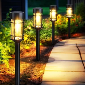 LED Solar Lawn Pathway Decoration Stake Lawn Light Pathway Yard Walkway Driveway Outdoor Waterproof Garden Lights ABS