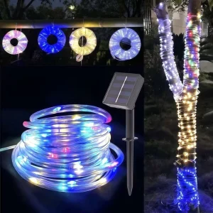 LED Solar Powered Fairy String Light Garland RGB 8 Colors PVC Waterproof Outdoor Garden Christmas Wedding Decoration
