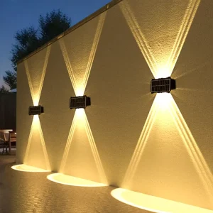 LED Solar Square Polycarbonate Waterproof Outdoor Garden Wall Lights with Up Down Luminous