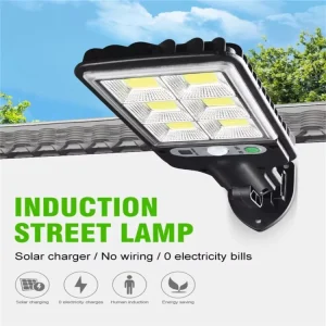 LED Solar Street Light with Remote Control and PIR Motion Sensor, Waterproof Outdoor Garden Lamp