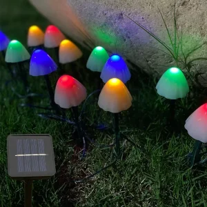 LED Solar String Light Garden Decoration Mushroom Multicolored Solar Panel Outdoor LED Mushroom Decorative Garden Lights