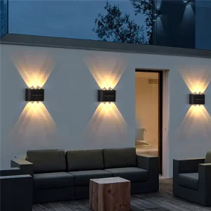 LED Solar Wall Lamp Outdoor Waterproof Up and Down Luminous Lighting Garden Decoration Lights Stairs Fence Sunlight Lamp