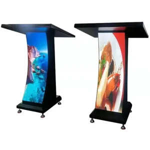 LED Speech Podium P1.86 App Control Wheeled Indoor LED Video Wall for Conference Stage Mall Showcase