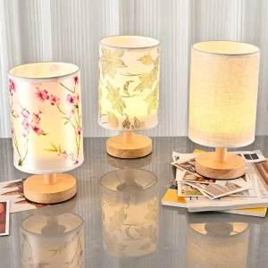 LED Square Decoration Table Lamps Simple Chinese Style USB Plug Night Light Fabric Lampshade Bedroom Bedside Lights