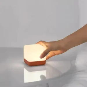 LED Square Mini Modern Simple Design Smart Flip Timing Night Light USB Rechargeable for Kids