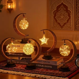 LED Star Moon Lamp Apple Ball Creative Desk Lamp Twine Iron Art USB Decorative Small Night Light Modern Bedroom