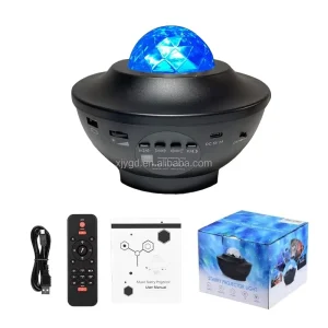 LED Starry Sky Projector Night Light with Ocean Wave Projection and Wireless Speaker for Bedroom