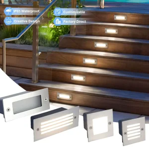 LED Step Lights DC 24V 3000K 4000K 6500K IP65 Waterproof Aluminum Tempered Glass Outdoor Wall Lamp