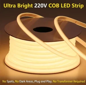 LED Strip Light 220V High Voltage IP68 Waterproof COB Strip Flexible Plug and Play Outdoor Building Contour Lighting