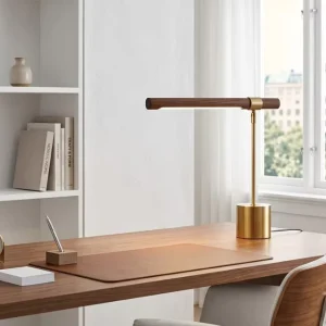 LED Study Table Lamp, Modern Bedside Gold Reading Lamp for Study, Working, Home Decor