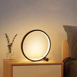 LED Table Lamp Bedroom Living Room Black White Dimmable Bedside Circular Acrylic Desk Lamp