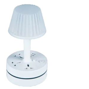 LED Table Lamp Dual USB Ports AC Outlet Multi functional Conversion Socket Portable Phone Holder Dimmable Button Switch Control