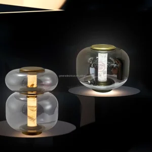 LED Table Lamp with Glass Lampshade for Bedroom, Living Room, or Corridor