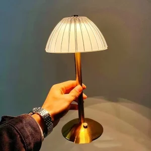 LED Table Lamp with Touch Sensor, Dimming, Rechargeable Wireless Operation, and Reading Light