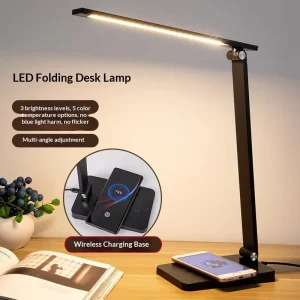 LED Three Button Folding Touch Dimming Wireless Charging USB Powered Plastic RoHS Certified Desk Lamp Student Reading Light