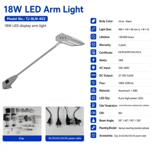 LED Trade Show Arm Light Adjustable 400mm Arm 30 120 Beam Angle Anti Slip Clamp Mount for Booth Stands Shell Scheme Frames