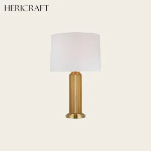 LED Transitional Table Lamp Classic Metal Desk Lamp with Fluted Column Base for Home Office Workspace UL Standard
