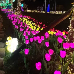 LED Tulip Flower Lights Outdoor Landscape Decorative Light for Garden Yard Decoration Flower Stand Light