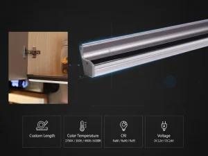 LED Under Cabinet Light for Kitchen Wall Cabinets with Handleless Profile and Integrated Design