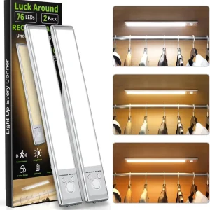 LED Under Cabinet Strip Light with Motion Sensor, Rechargeable Battery, and Magnetic Mount for Kitchen and Stairs
