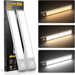 LED Under Cabinet Strip Lights Motion Sensor Rechargeable Wireless Magnetic Closet Lamp for Kitchen Stairs