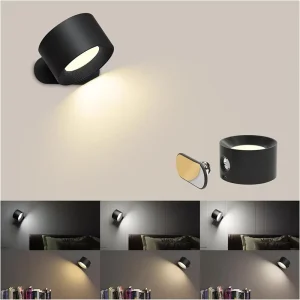 LED Wall Lamp Touch Control Remote 360 Rotatable USB Recharge Wireless Portable Night Light for Bedroom Reading Lamp