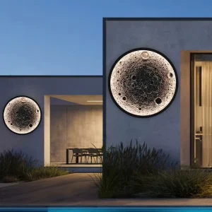 LED Wall Light Moon Dimmable Round 3D Moon Lamp Bedroom Night Light Wall Decor Indoor Light Modern LED Moon Wall Lamp
