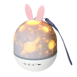 LED Warm White Rechargeable Night Light with Remote Control and Projection Scenes Music Box