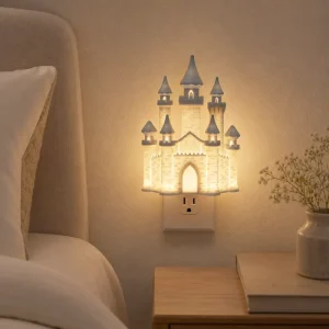 LOHAS 3D Printed Castle Night Light Dusk Dawn Sensor Adjustable Brightness Plug in Bed Lamp Night Lights for Kids Adults Rooms