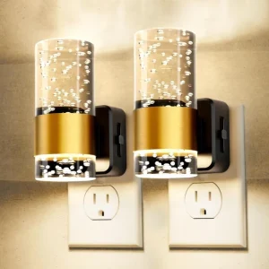 LOHAS LED Night Light Plug in Wall Sconce Style Decorative Acrylic Bubble Design LED Golden Luxury Night Lights for Bedroom