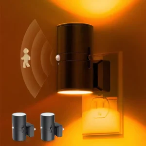 LOHAS Modern LED Soft Amber Lighting Motion Activated Nightlight Wall Plug Motion Sensor for Bathroom Hallway Bedroom