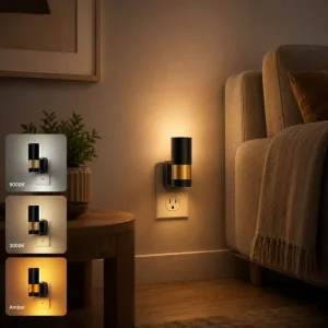 LOHAS Modern Nachtlamp 3 Colors 3000K 5000K Amber Rotating Wall sconce Nightlight Sensor LED Night Lamp for Living Room Bedroom
