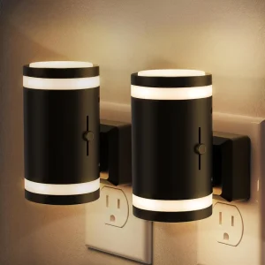 LOHAS Modern Night Light Wall Plug Cylindrical Warm White LED Bed Lamp Dimmable Night Light for Bedroom Hallway