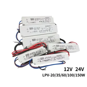 LPV Series IP67 Waterproof Single-Output AC-DC Switching Power Supply LED Driver 24V 1.5A 86% Efficiency
